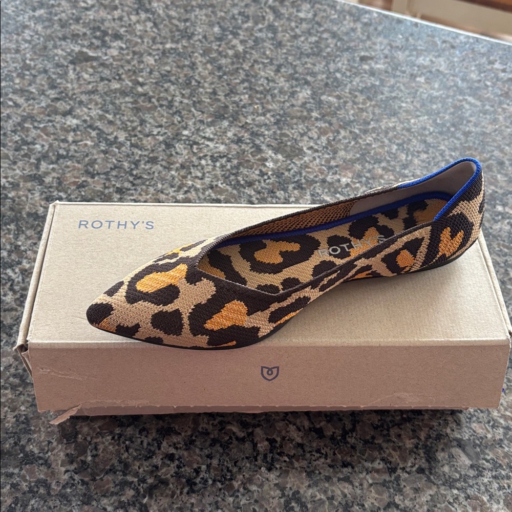 Rothy's Leopard Print Flats with Blue Trim - Picture 6 of 6